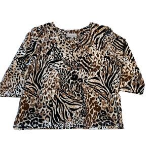 Alfred Dunner, Animal Print Top, Neckline detail studs, PL